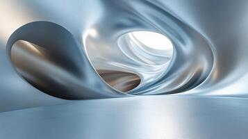 Large, curved space with a silver surface. The space is empty and has a modern, futuristic feel photo