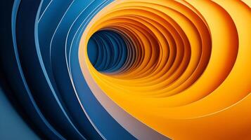 Spiral of blue and orange paper. The blue and orange colors are arranged in a way that creates a sense of depth and movement. The spiral shape of the paper adds to the sense of motion photo