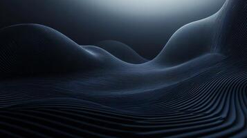 Computer generated image of a mountain range with a dark blue color scheme. The image has a futuristic and abstract feel to it photo