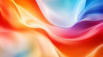 Colorful, flowing piece of fabric with a rainbow pattern. The colors are bright and vibrant, creating a sense of energy and movement. The image is abstract and artistic photo