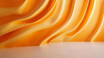 Wall with a wave pattern in orange. The wall is empty and the orange color is dominant photo