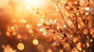 Close up of a flower with a blurry background. The flower is surrounded by a lot of light and the background is blurry, giving the impression of a dreamy, ethereal atmosphere photo