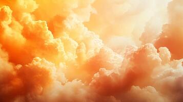 The sky is filled with orange clouds, creating a warm and inviting atmosphere. The clouds are scattered throughout the sky, with some closer to the bottom and others higher up photo