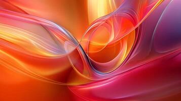 Colorful, abstract painting with a red and orange swirl. The painting is full of energy and movement, with the colors blending together to create a dynamic and vibrant scene photo