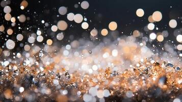 Blurry image of a field of glitter with a lot of white and gold. The image has a dreamy, ethereal quality to it, as if it were captured in a moment of pure magic photo
