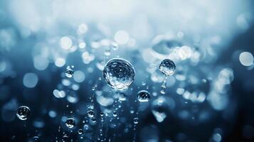 Close up of water droplets in the air. The droplets are small and scattered, creating a sense of movement and fluidity. The image evokes a feeling of calmness and serenity photo
