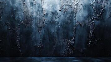 Wall with a blue background and a lot of texture. The wall is empty and has a lot of texture photo