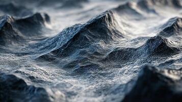 Computer generated image of a body of water with a rocky shoreline. The water is choppy and the rocks are jagged. Scene is one of calmness and serenity, despite the rough waters photo