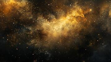 Starry sky with a yellowish hue. The stars are scattered throughout the sky, creating a sense of depth and wonder. Scene is one of awe and fascination photo