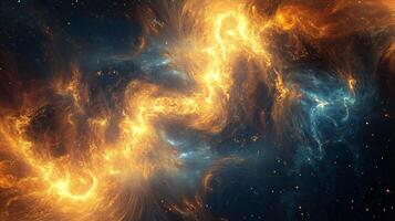 Colorful galaxy with a yellow and orange swirl. The colors are vibrant and the swirl is dynamic photo