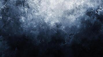 Painting of a sky with a blue background and white clouds. The sky is filled with brush strokes and the clouds are scattered throughout the sky. The painting has a moody and abstract feel to it photo