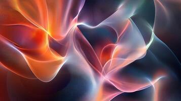Colorful, abstract painting with a lot of red and orange. The painting is full of energy and movement, with the colors blending together in a way that creates a sense of depth and dimension photo