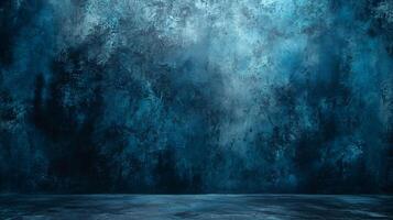 Blue wall with a lot of texture and paint splatters. The wall is empty and has a lot of space photo