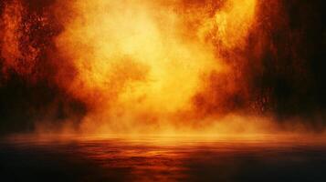Fiery explosion with smoke and fire in the background. The scene is dramatic and intense. The fire is so bright that it illuminates the entire area, creating a sense of danger and chaos photo