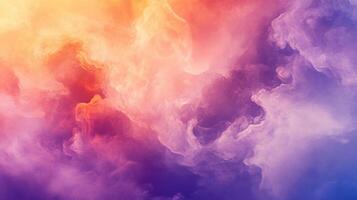 Colorful cloud with a rainbow in the sky. The colors are bright and vibrant, creating a sense of energy and excitement. The clouds are fluffy and seem to be floating in the sky photo