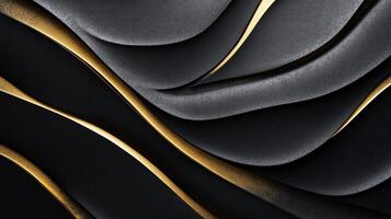 Black and gold abstract design with a wave pattern. The gold color is used to emphasize the black lines photo