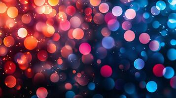 Colorful background with many small circles. The circles are of different colors and sizes. The background is a mix of red, blue, and purple. The image has a festive and lively mood photo