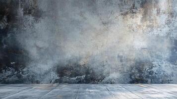 Wall with a grey background and a few spots of white paint. The wall is empty and has a rough texture photo
