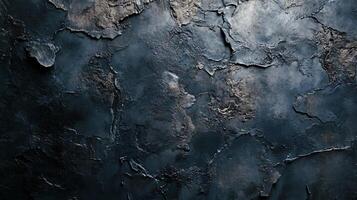 Wall with a blue and grey texture. The wall is covered in cracks and has a rough surface photo