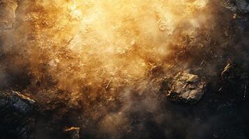 Blurry image of a rocky surface with a large rock in the foreground. The image has a sense of chaos and destruction, with the rock appearing to be a symbol of the aftermath of a violent event photo