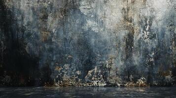 Wall with a lot of texture and a few spots of color. The wall is made of concrete and has a rough, unfinished look photo