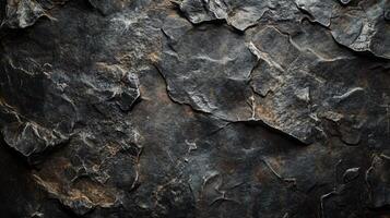 Close up of a rock wall with a lot of texture. The wall is made of stone and has a rough surface. The image has a dark and moody feel to it, with the shadows photo