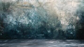 Wall with a blue and white background. The wall is covered in graffiti and has a lot of texture. The wall appears to be empty and has a sense of emptiness and loneliness photo