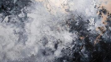 Painting of a cloudy sky with a few specks of gold. The painting is abstract and has a moody, mysterious feel to it photo