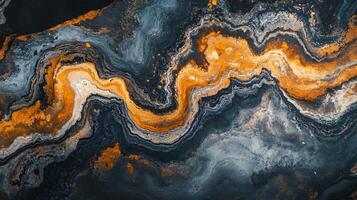 Painting of a wave with a blue and orange background. The painting has a lot of texture and seems to be abstract photo