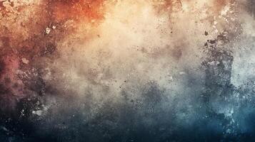 Blurry, colorful background with a few specks of paint. The background is a mix of red, blue, and yellow photo