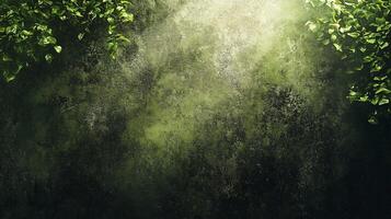The image is a blurry shot of a forest with a green background. The leaves on the trees are visible, but the overall image is not very clear. The forest appears to be in a shady area photo