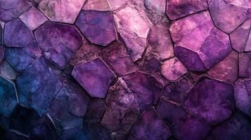 Purple background with a lot of rocks and stones. The rocks are of different sizes and shapes photo
