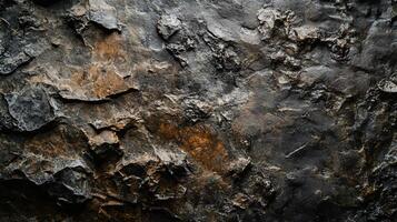 Close up of a rock with a lot of texture and a lot of brown and orange. The rock is rough and has a lot of bumps and ridges photo