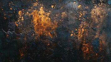 Black and orange background with a lot of texture. The background is a mix of burnt and black colors photo