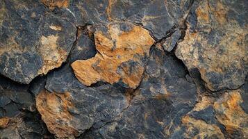 The image is of a rock wall with a lot of cracks and crevices. The wall is made of various types of rocks, and the overall appearance is rugged and rough photo