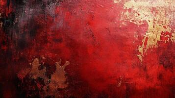Red and gold background with a black and red foreground. The image has a bold and dramatic feel to it, with the red photo