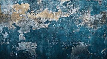 Blue and white wall with a lot of texture. The wall is covered in a variety of colors and patterns, giving it a unique and interesting appearance. Scene is one of creativity and artistic expression photo