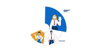 Effective workload distribution 2D animation. Allocating tasks among team members 4K motion graphic. Employees responsibilities animated characters cartoon flat concept, white background video