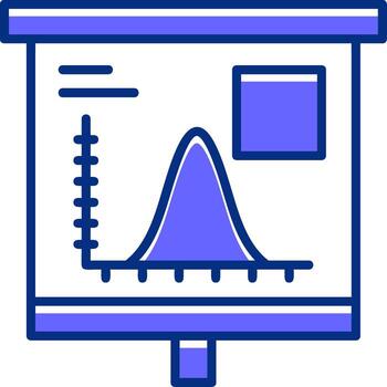 campana curva en grafico lleno resbalón estilo icono vector