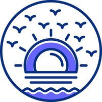 Beach sunset painting Filled Slip Style Icon vector