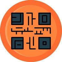 QR Code Line Filled Circle vector