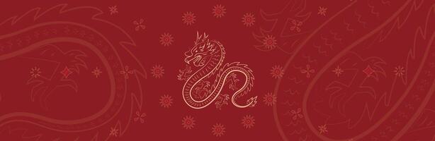 Chinese new year dragon banner template design isolated in red vector