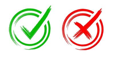 two check marks are shown in red and green vector