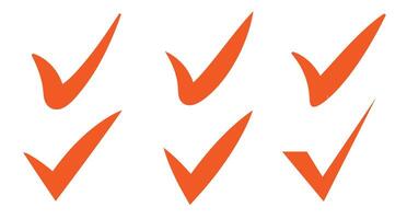a set of four orange check marks on a white background vector