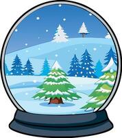 Snow globe with trees and snow in the background vector