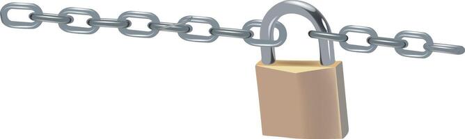 A chain and padlock are attached to a chain vector