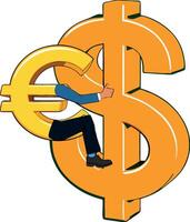 Man on the euro sign vector