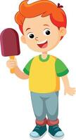 Boy holding ice cream with a stick vector
