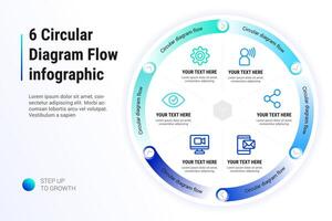6 Circular Diagram Flow Infographic template, Modern Infographic Design Template for Business Presentations vector