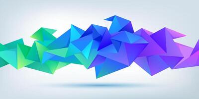 abstract geometric 3d facet shape isolated. Use for banners, web, brochure, ad, poster, etc. Low poly modern style background. Purple, blue. vector